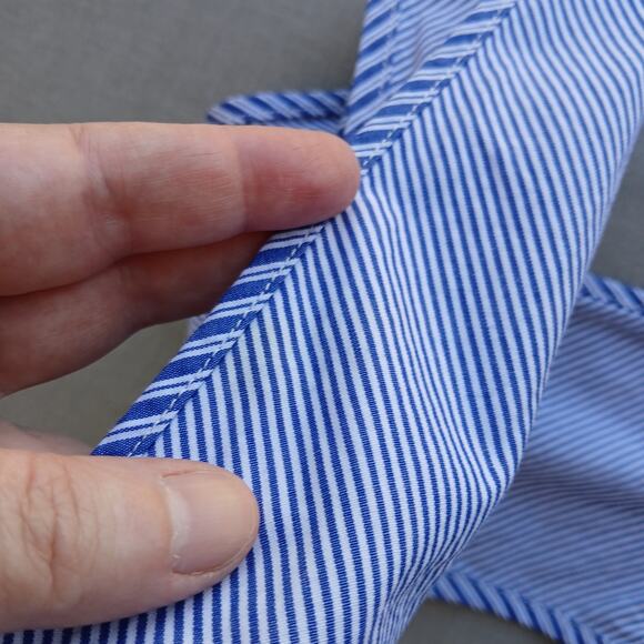 Parker Lauralie Combo Dress size 4 blue stripes halter fit & flare cotton lined - Picture 14 of 14